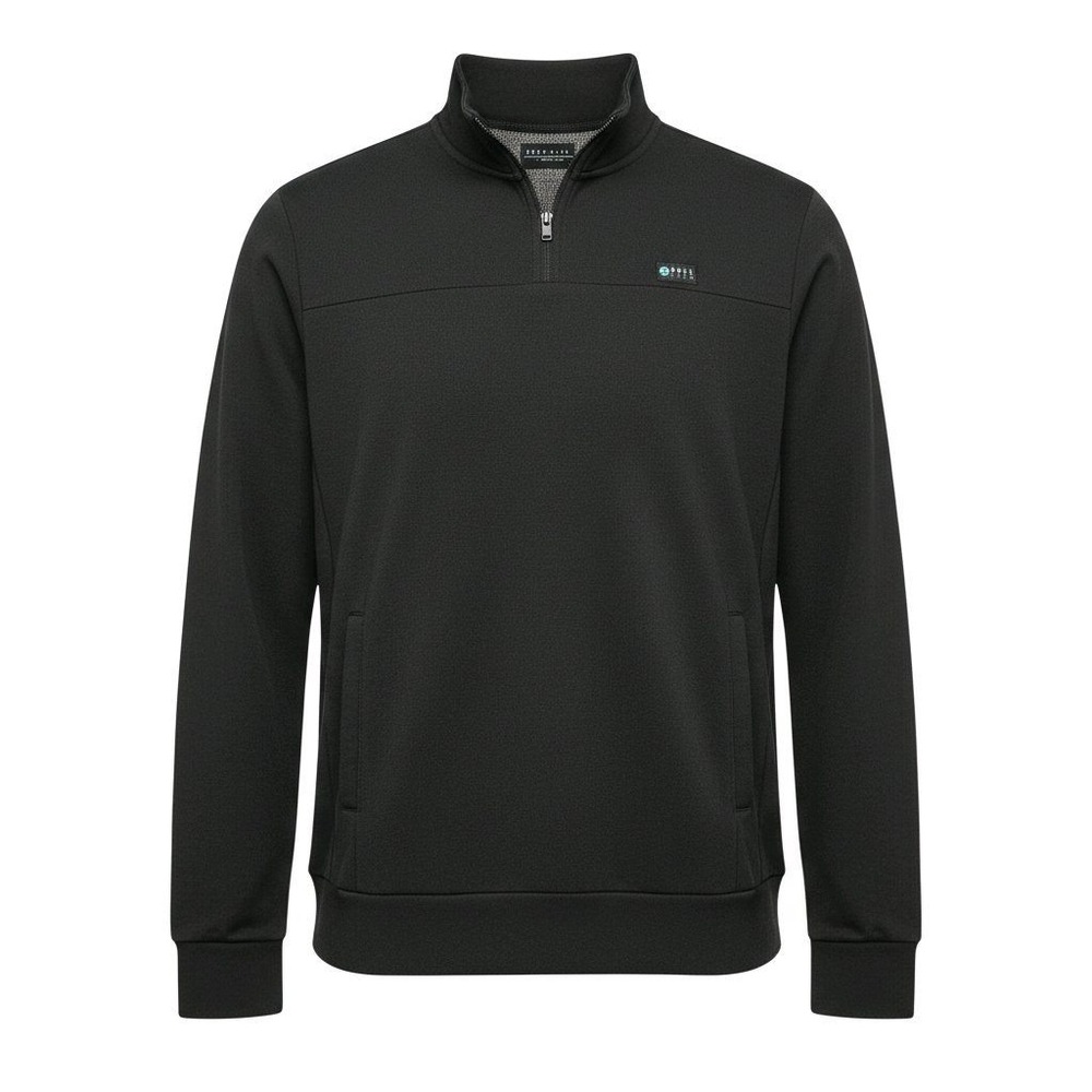 Reel Life Mens Quarter Zip Pullover Sweatshirt Black Large Mock Neck‎ Pocket